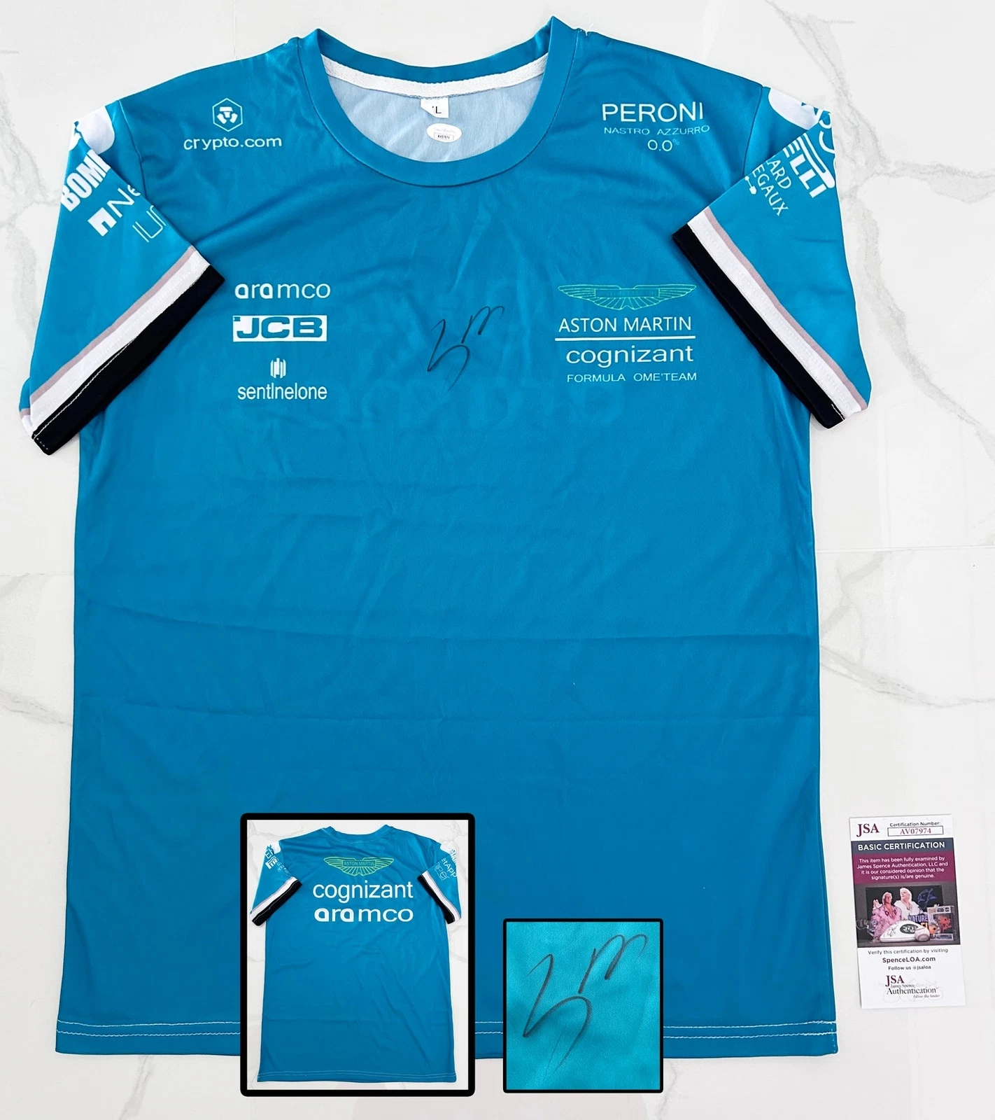 Lance Stroll Signed Race Shirt Aston Martin Formula 1 F1 JSA 1 COA