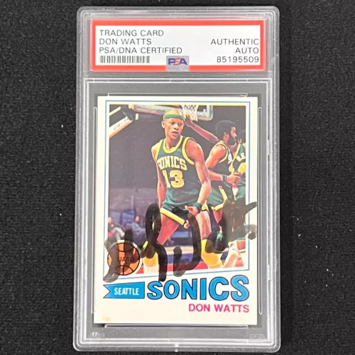 1977 TOPPS #51 DON WATTS SIGNED CARD AUTO PSA SLABBED SONICS COLLECTIBLE MEMORABILIA