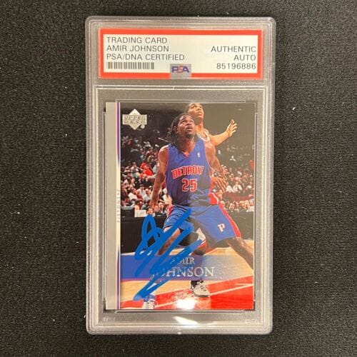 2007-08 UPPER DECK #126 AMIR JOHNSON SIGNED CARD AUTO PSA SLAB PISTONS COLLECTIBLE MEMORABILIA
