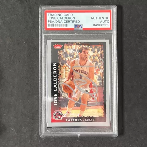2008-09 NBA FLEER #38 JOSE CALDERON SIGNED CARD AUTO PSA SLABBED RAPTORS COLLECTIBLE MEMORABILIA
