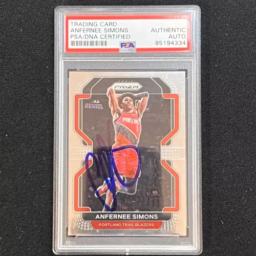 2021-22 PANINI PRIZM #168 ANFERNEE SIMONS SIGNED CARD AUTO PSA SLABBED BLAZERS COLLECTIBLE MEMORABILIA