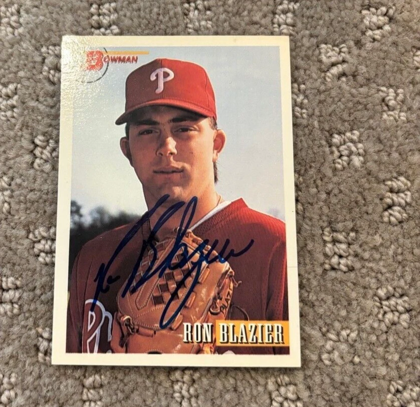 1993 Bowman Ron Blazier signed autographed card No. 244 Philadelphia Phillies
