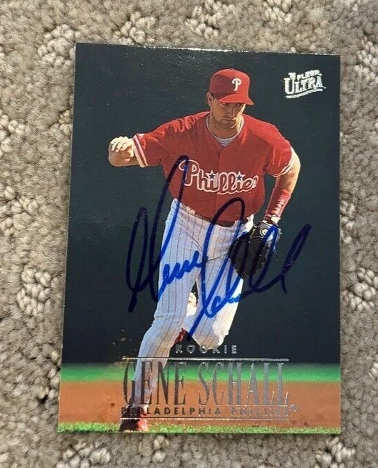 Phillies Gene Schall Signed Autographed 1996 Fleer Ultra Rookie Card