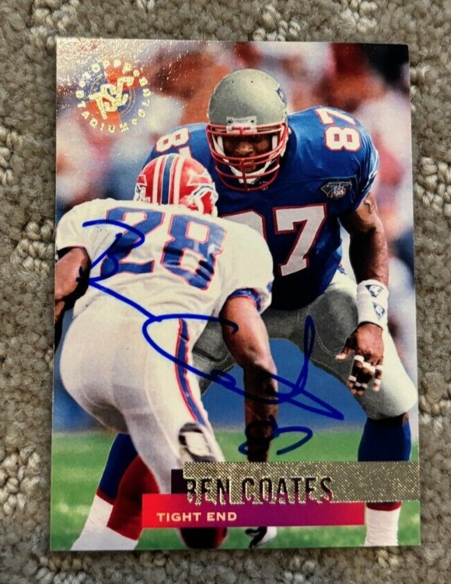 BEN COATES New England Patriots 1995 Topps Stadium Club SIGNED AUTOGRAPHED