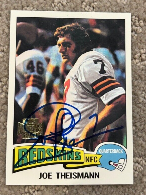 JOE THEISMANN 2001 TOPPS ARCHIVES SIGNED FOOTBALL CARD #42 WASHINGTON REDSKINS