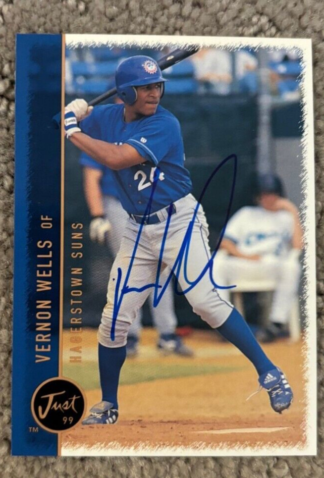 Vernon Wells Signed 1999 Just Minors Baseball Card Autographed Toronto Blue Jays
