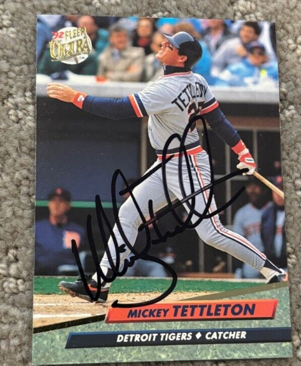 1992 Fleer Ultra #63 Mickey Tettleton signed autographed card Detroit Tigers