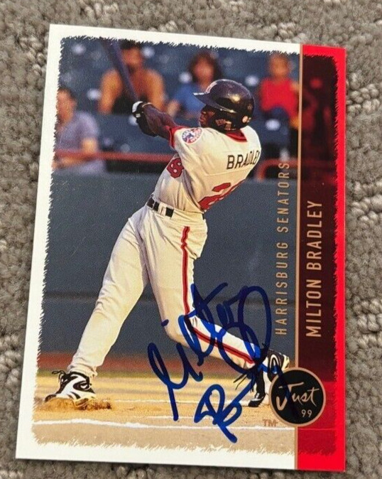 1999 Just Minors Milton Bradley signed autographed card #160 Cleveland Indians