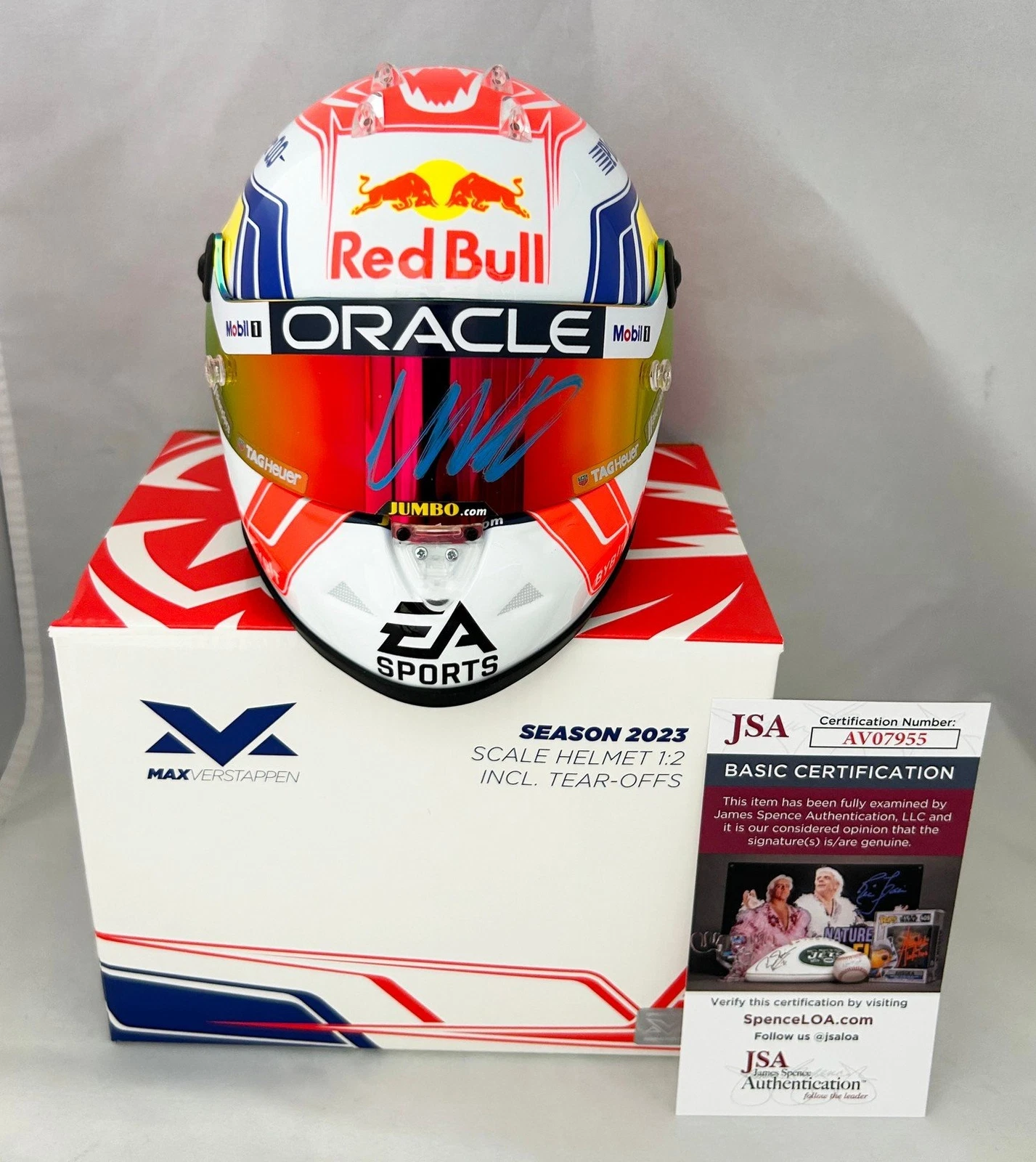 Max Verstappen Signed Helmet 1:2 2023 Season Red Bull Formula 1 F1 JSA 6 COA
