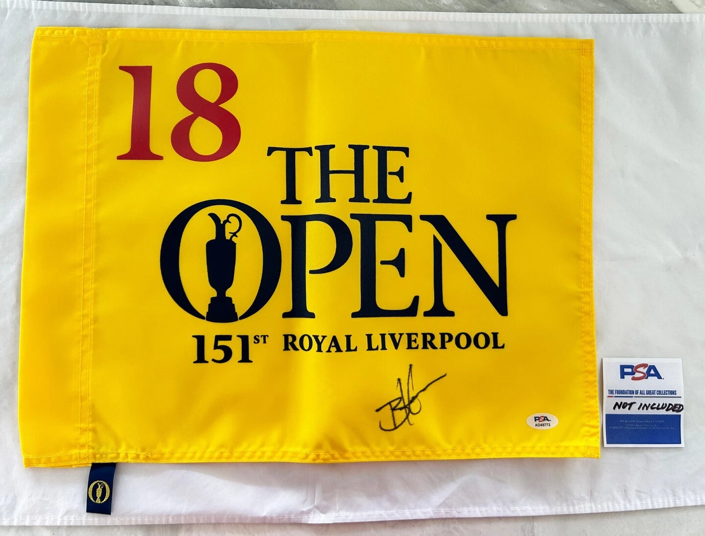 Brian Harman Signed 2023 Open Championship Flag 151st Royal Liverpool PSA/DNA...