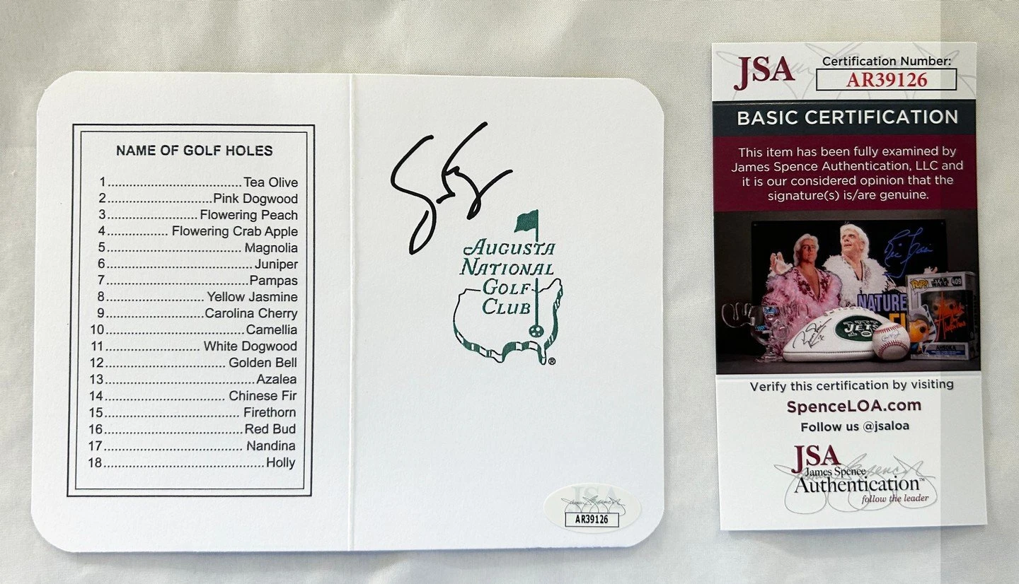 Sean Foley Signed Masters ScoreCard JSA COA