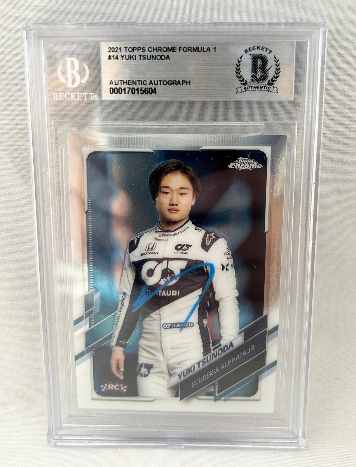 YUKI TSUNODA SIGNED CARD 2021 TOPPS CHROME #14 ROOKIE CARD BECKETT BAS COA COLLECTIBLE MEMORABILIA