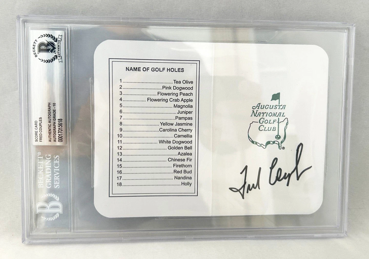 Fred Couples Signed Masters Scorecard Beckett BAS 2 COA