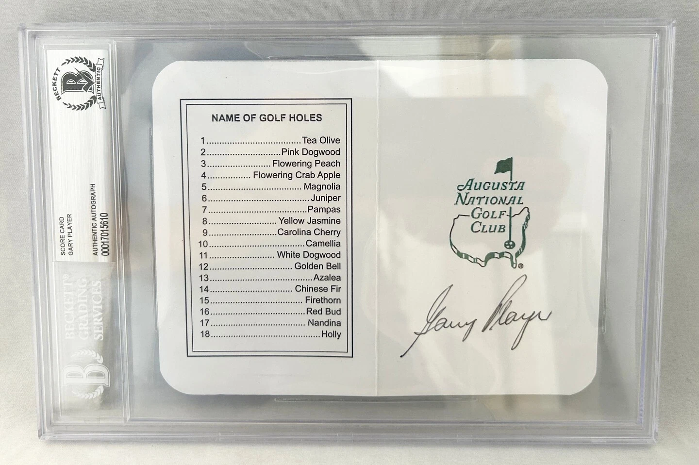 Gary Player Signed Masters Scorecard Beckett BAS 1 COA
