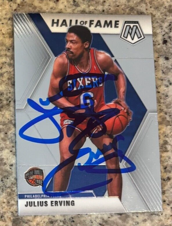 Julius Erving Dr J signed autographed 2019-20 Panini Mosaic Hall of Fame Card