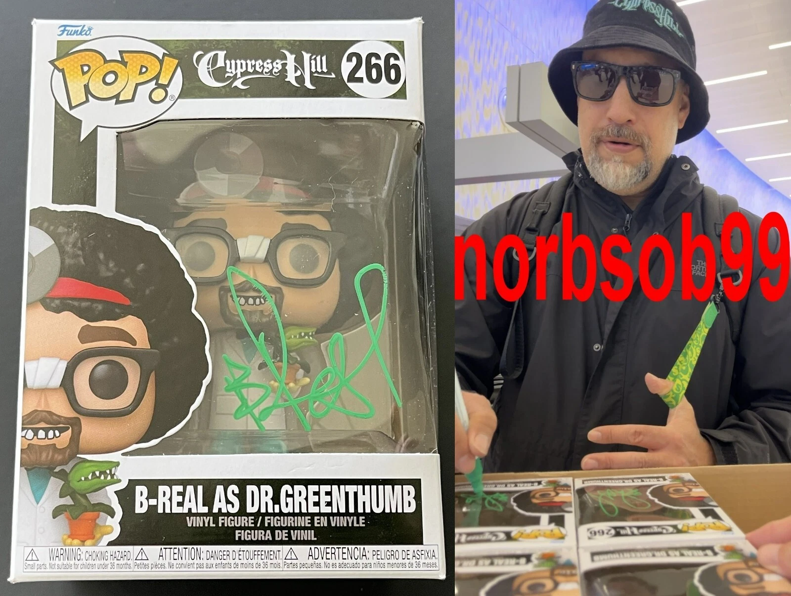 B-REAL SIGNED CYPRESS HILL DR. GREENTHUMB POP FUNKO w/EXACT PROOF & BECKETT COA