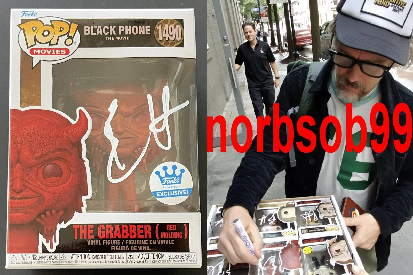 ETHAN HAWKE SIGNED BLACK PHONE THE GRABBER RED FUNKO w/EXACT PROOF & BECKETT COA