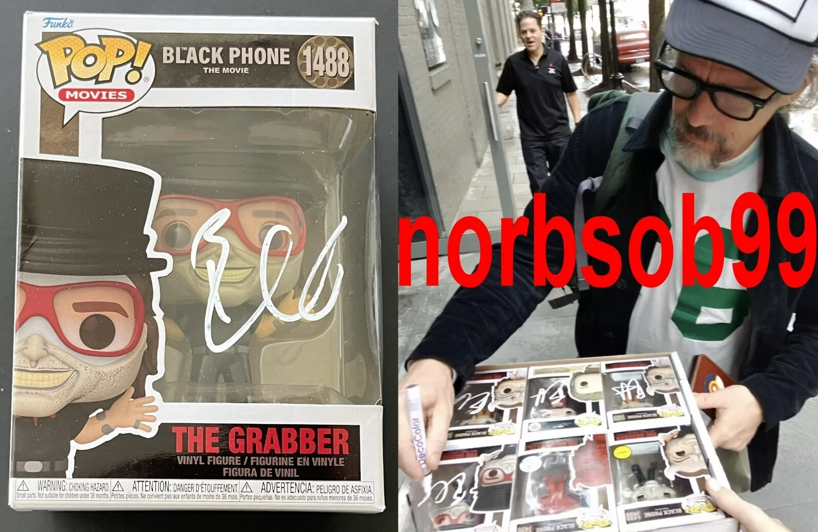 ETHAN HAWKE SIGNED BLACK PHONE THE GRABBER FUNKO #1488 w/EXACT PROOF BECKETT COA