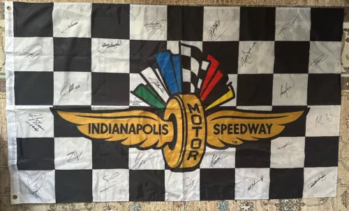 23 WINNERS SIGNED 3’X5′ FLAG INDIANAPOLIS INDY 500 AJ FOYT GIL DE FERRAN MEARS COLLECTIBLE MEMORABILIA