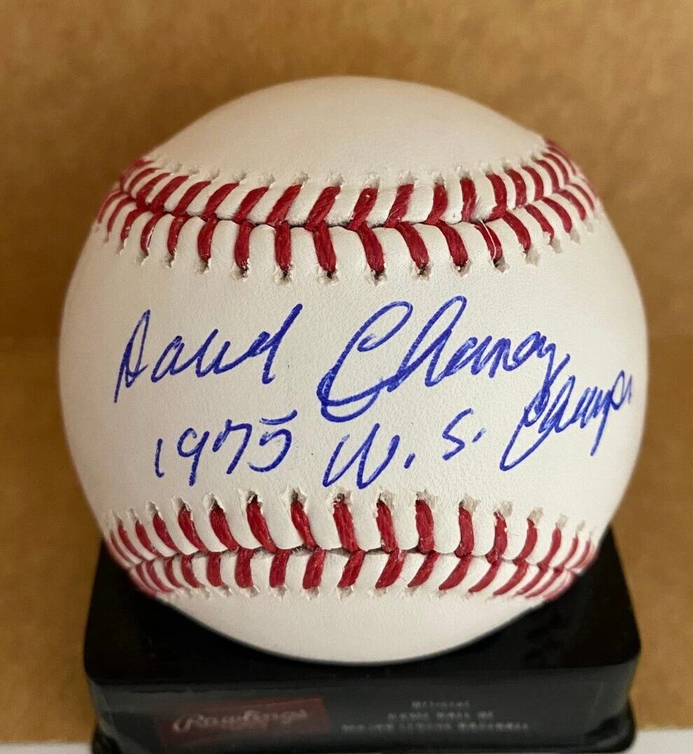 DARREL CHANEY REDS 1975 WS CHAMPS SIGNED AUTOGRAPHED M.L. BASEBALL BECKETT **