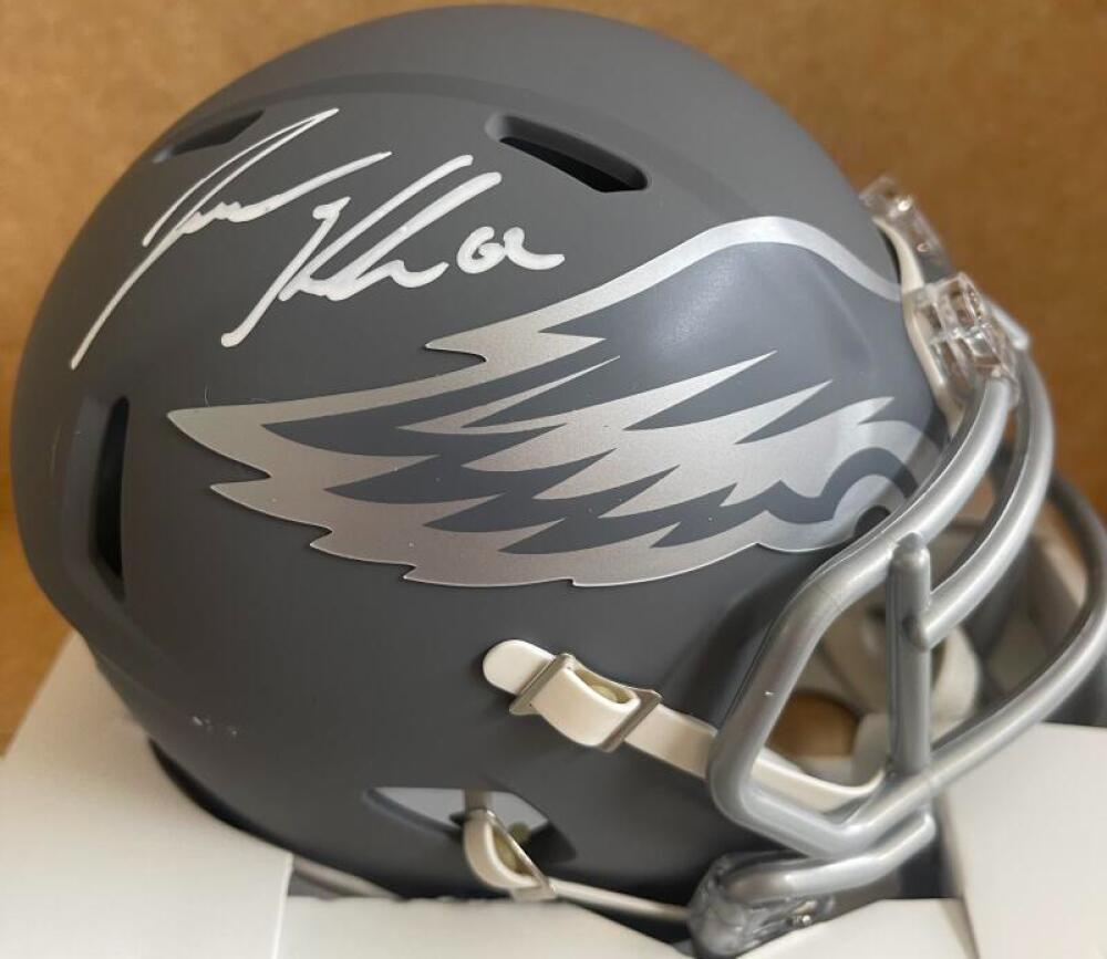 JASON KELCE EAGLES SIGNED AUTOGRAPHED SLATE MINI HELMET WITNESS PSA