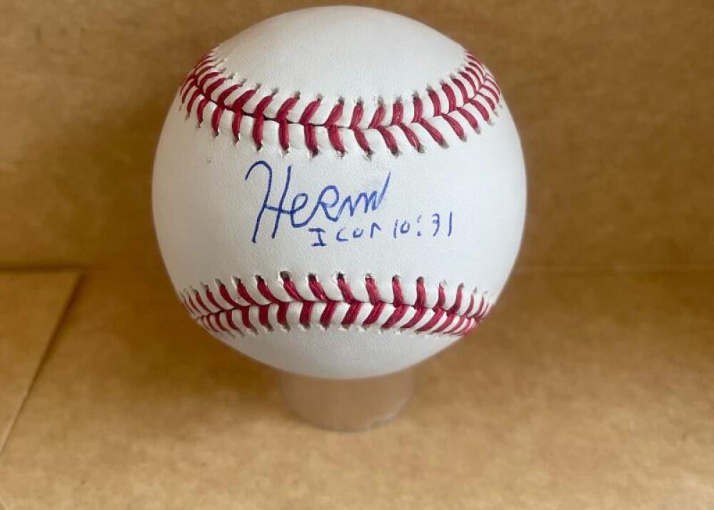 SEAN HERMANN YANKEES SIGNED AUTOGRAPHED M.L. BASEBALL BECKETT AUTH
