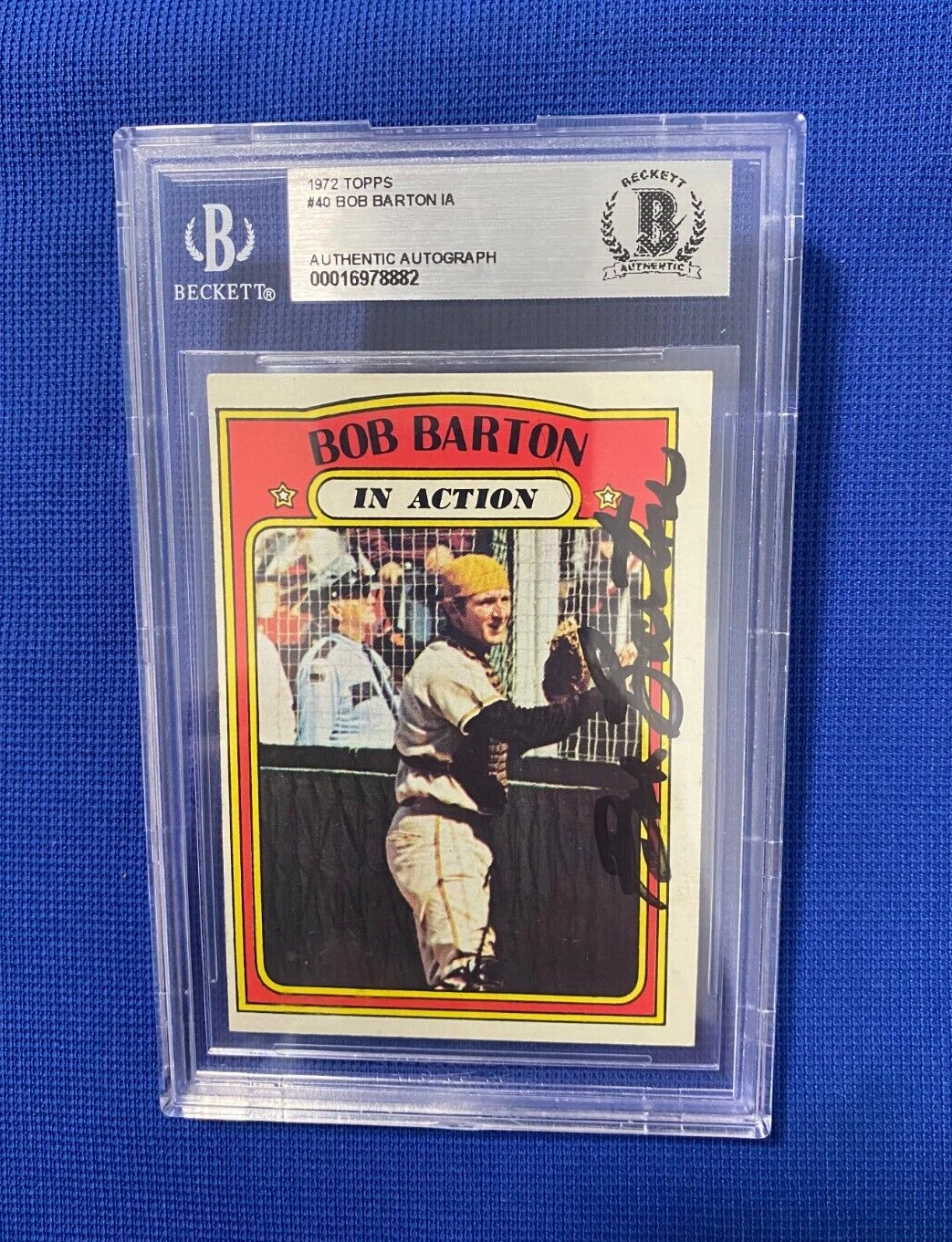 1972 TOPPS BOB BARTON IN ACTION SIGNED AUTOGRAPHED AUTO CARD #40 BECKETT AUTH