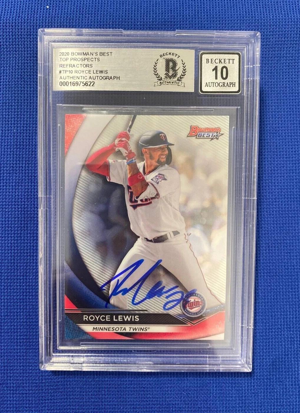 2020 BOWMANS BEST ROYCE LEWIS TOP PROSPECTS REFRACTOR CARD #TP10 BECKETT 10 AUTO