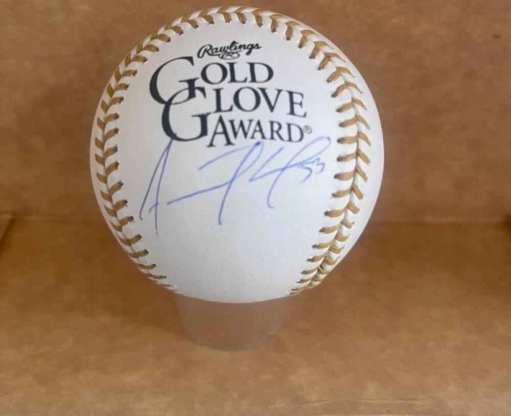 ADOLIS GARCIA RANGERS SIGNED AUTOGRAPHED GOLD GLOVE BASEBALL BECKETT AUTH