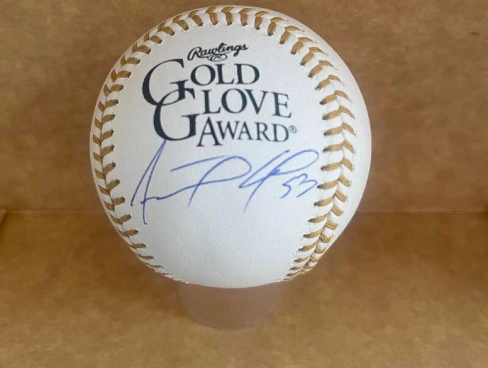 ADOLIS GARCIA RANGERS SIGNED AUTOGRAPHED GOLD GLOVE BASEBALL BECKETT AUTH