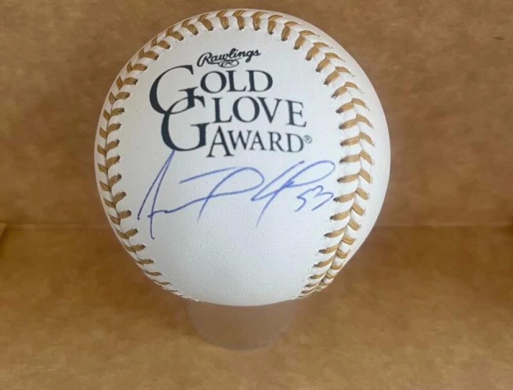 ADOLIS GARCIA RANGERS SIGNED AUTOGRAPHED GOLD GLOVE BASEBALL BECKETT AUTH