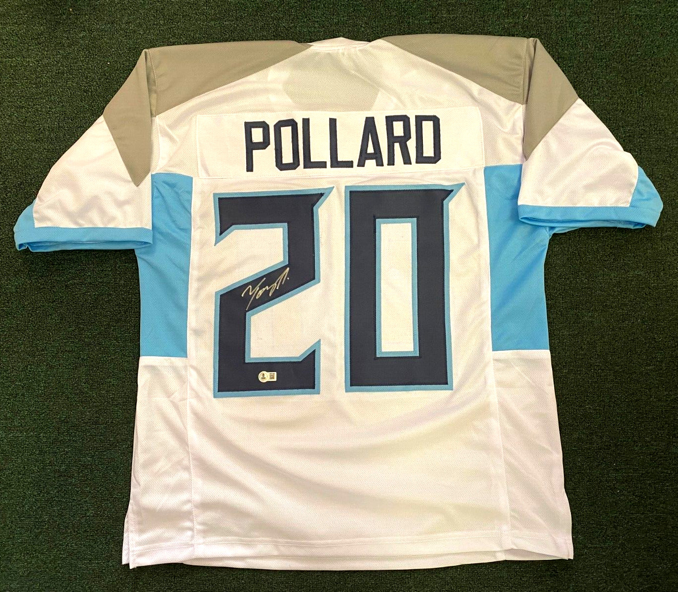 TONY POLLARD TENNESSEE TITANS #20 SIGNED AUTOGRAPHED CUSTOM JERSEY BECKETT *