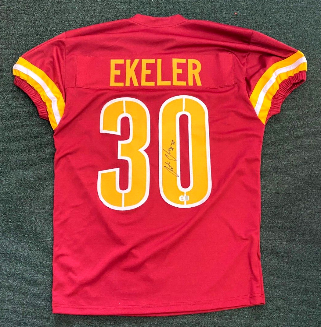 AUSTIN ECKELER #30 WASHINGTON COMMANDERS SIGNED AUTOGRAPH CUSTOM JERSEY BECKETT