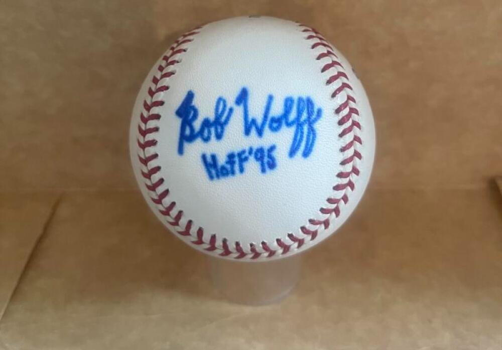 BOB WOLFF HOF 95 SPORTSCASTER SIGNED AUTO M.L. BASEBALL JSA AUTH