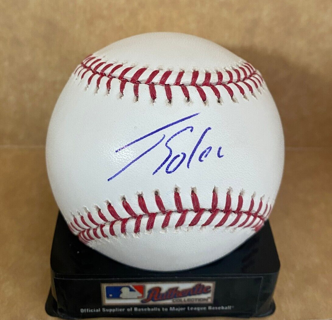 JORGE SOLER GIANTS/BRAVES SIGNED AUTOGRAPHED M.L. BASEBALL BECKETT AUTHENTCATED