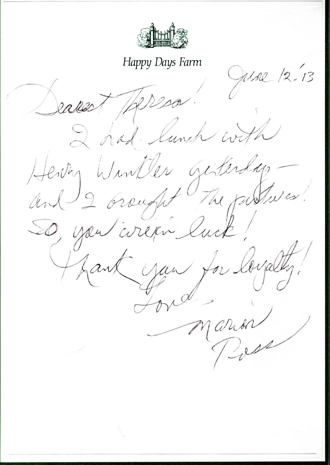 MARION ROSS HAND SIGNED+HAND WRITTEN LETTER+COA HAPPY DAYS AMAZING CONTENT