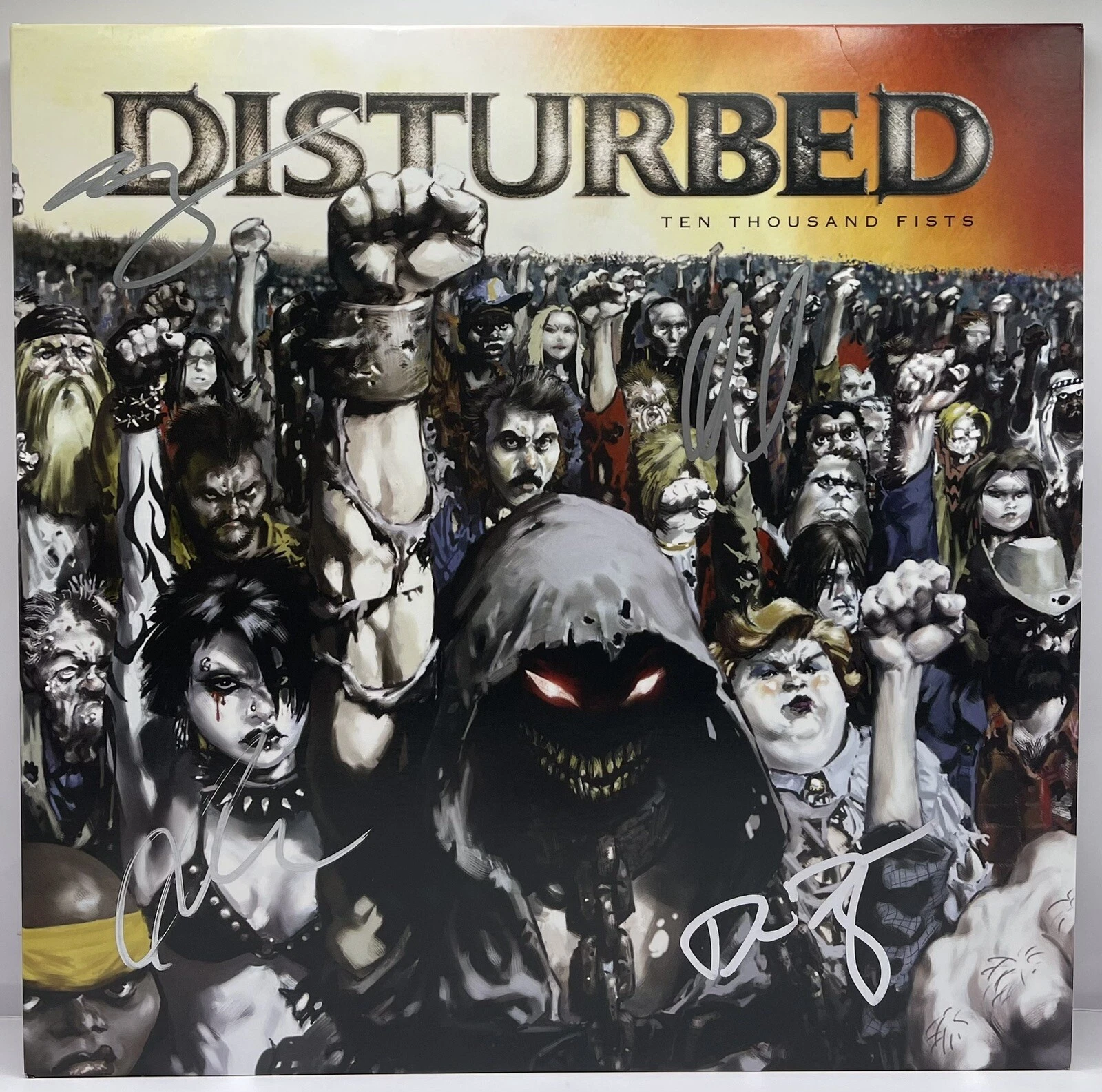 DISTURBED SIGNED TEN THOUSAND FISTS VINYL RECORD JSA AUTOGRAPHED BAND 4X DRAIMAN