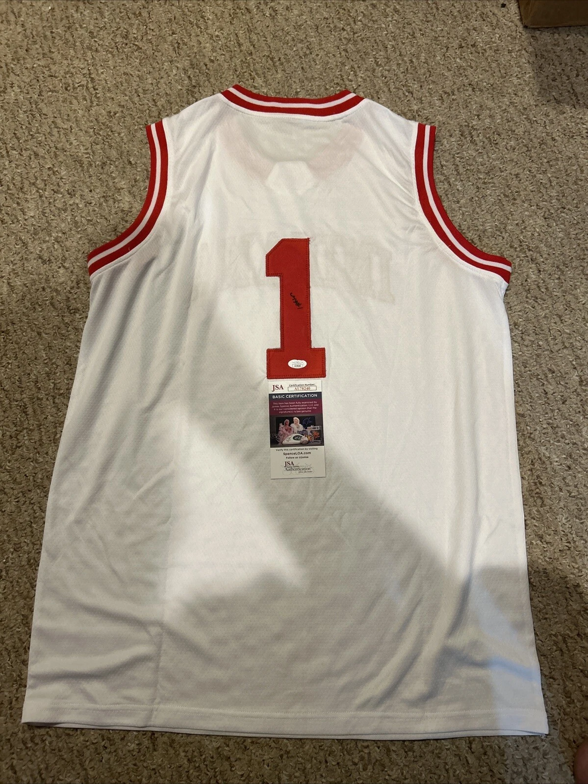 INDIANA HOOSIERS- JALEN HOOD SCIFINO SIGNED AUTOGRAPH JERSEY JSA COA BASKETBALL