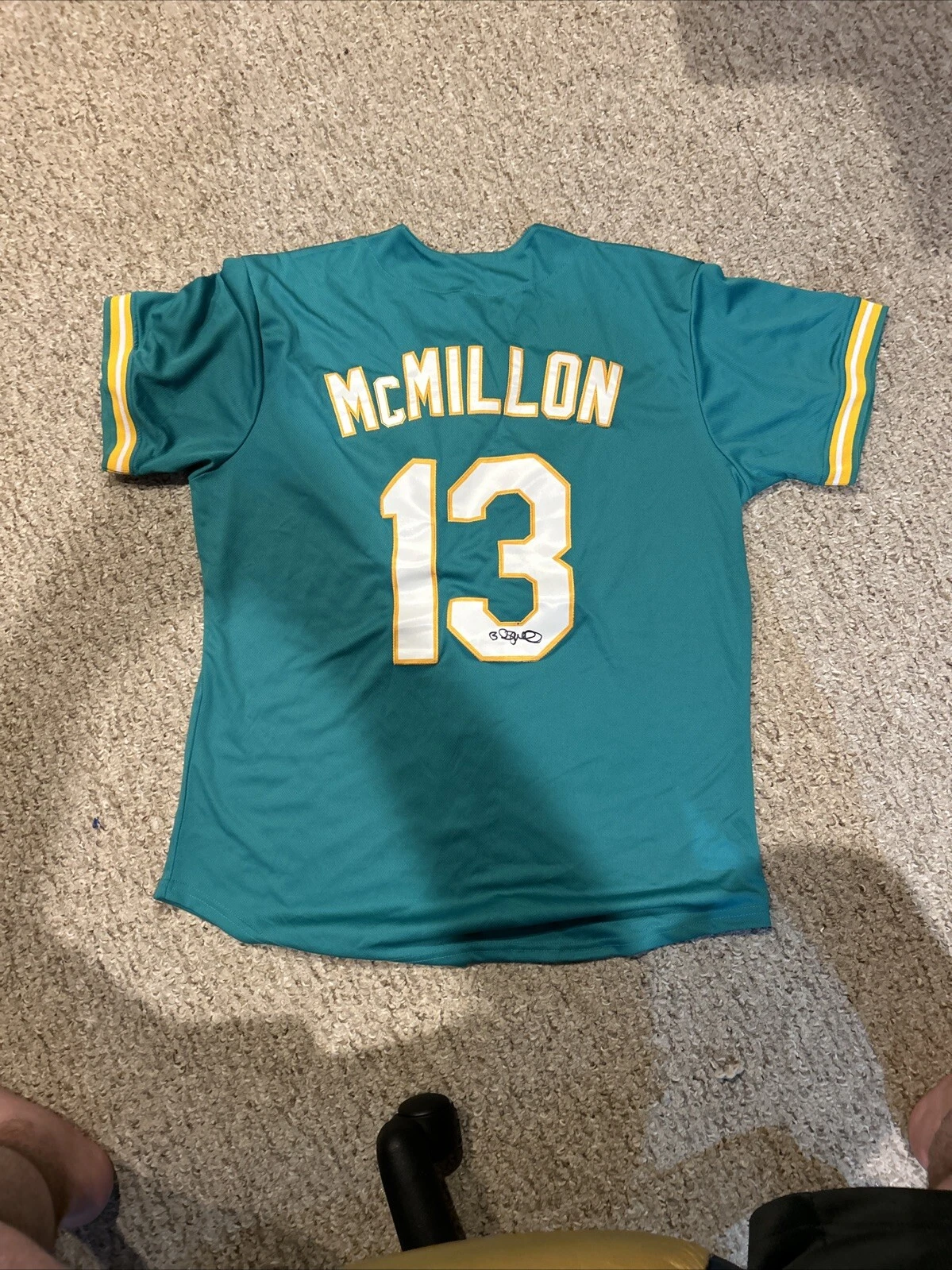 OAKLAND ATHLETICS- BILLY MCMILLON SIGNED AUTOGRAPH JERSEY COA MONEYBALL