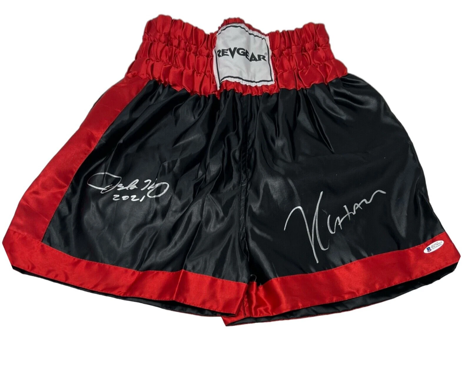 Julio Cesar Chavez & Oscar De La Hoya Signed Boxing Trunks Autograph Beckett COA
