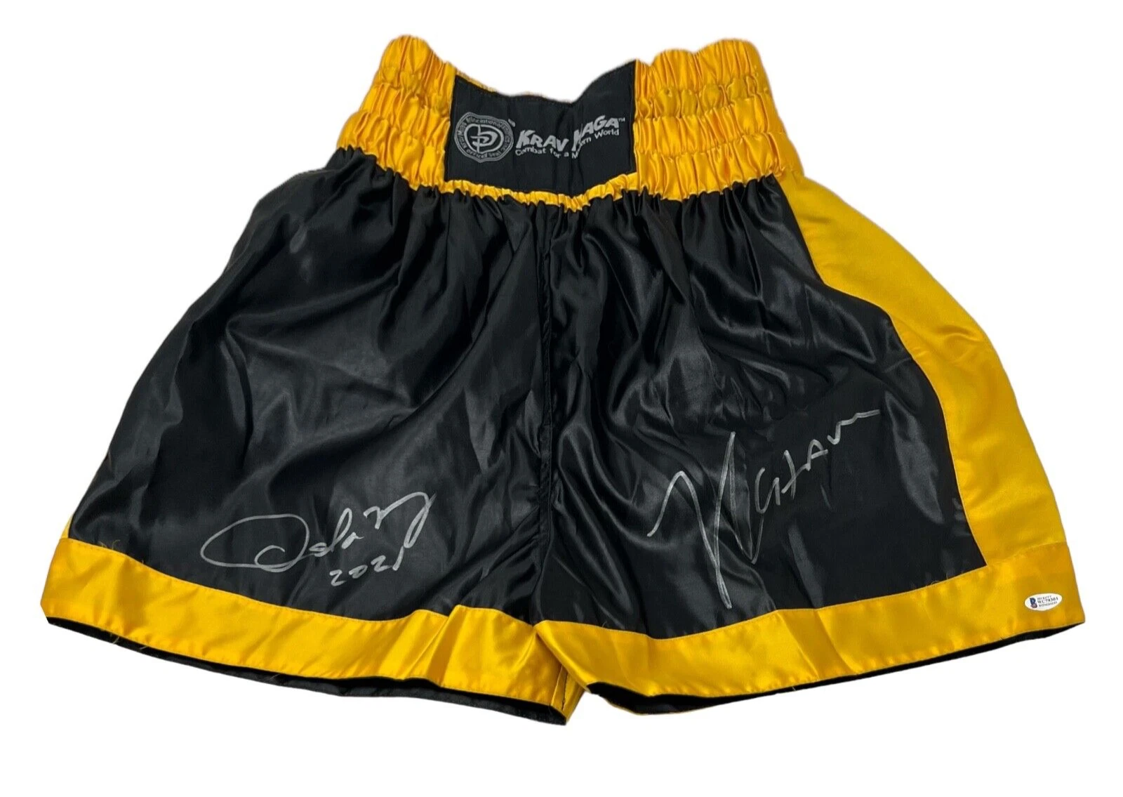 Julio Cesar Chavez & Oscar De La Hoya Signed Boxing Trunks Autograph Beckett COA