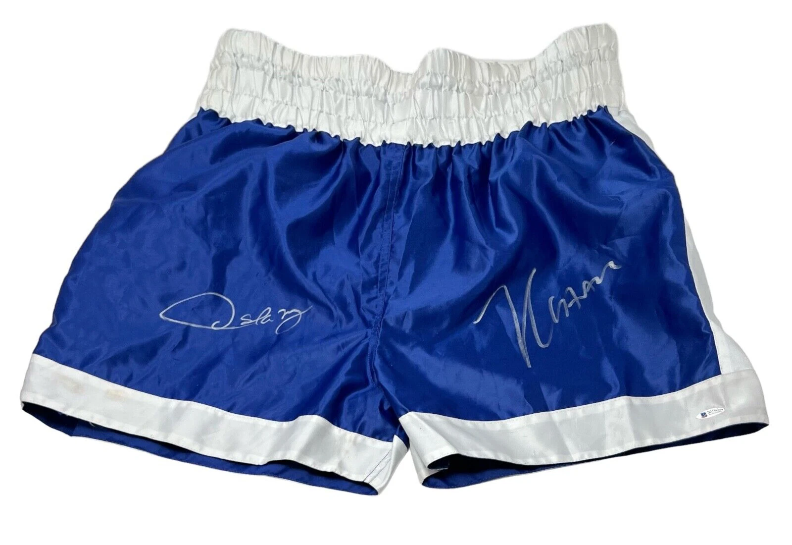Julio Cesar Chavez & Oscar De La Hoya Signed Boxing Trunks Autograph Beckett COA