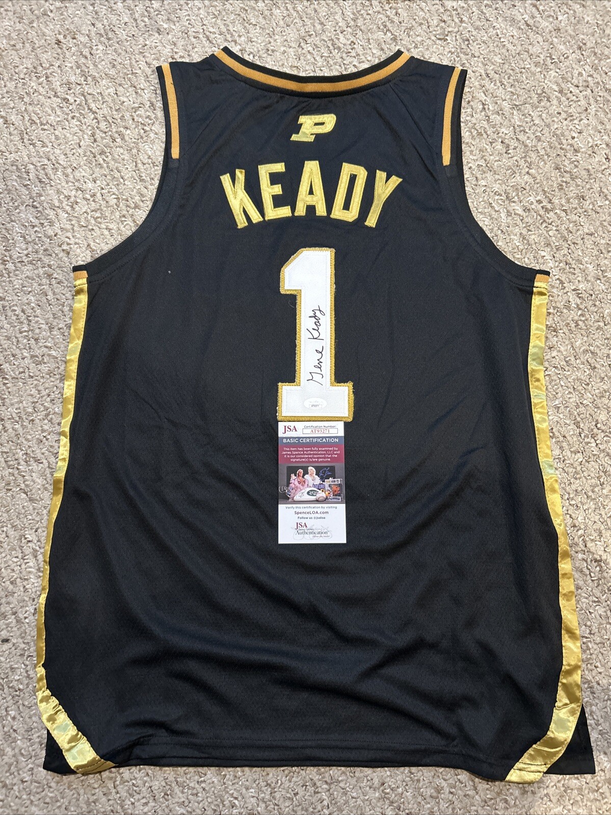 PURDUE BOILERMAKERS- GENE KEADY SIGNED AUTOGRAPH JERSEY JSA COA COACH BASKETBALL