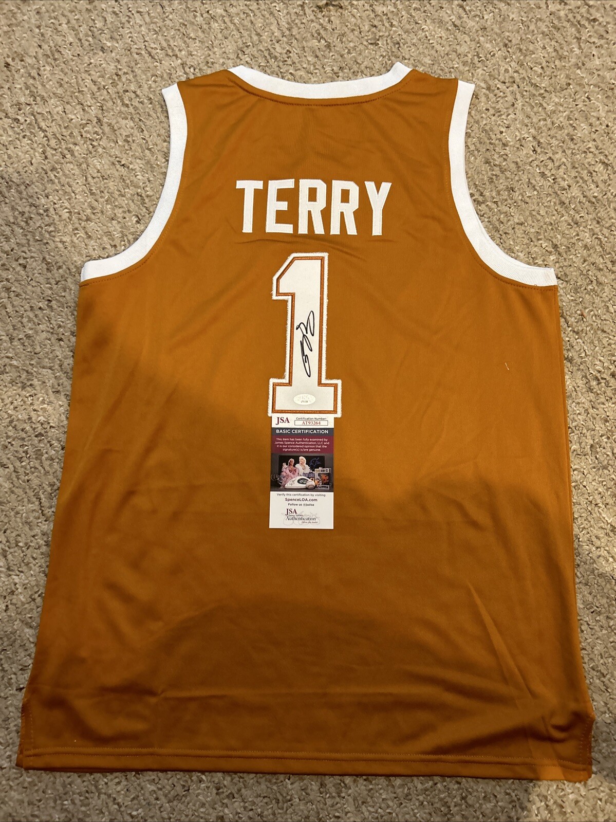 TEXAS LONGHORNS- COACH RODNEY TERRY SIGNED AUTOGRAPH JERSEY JSA COA BASKETBALL