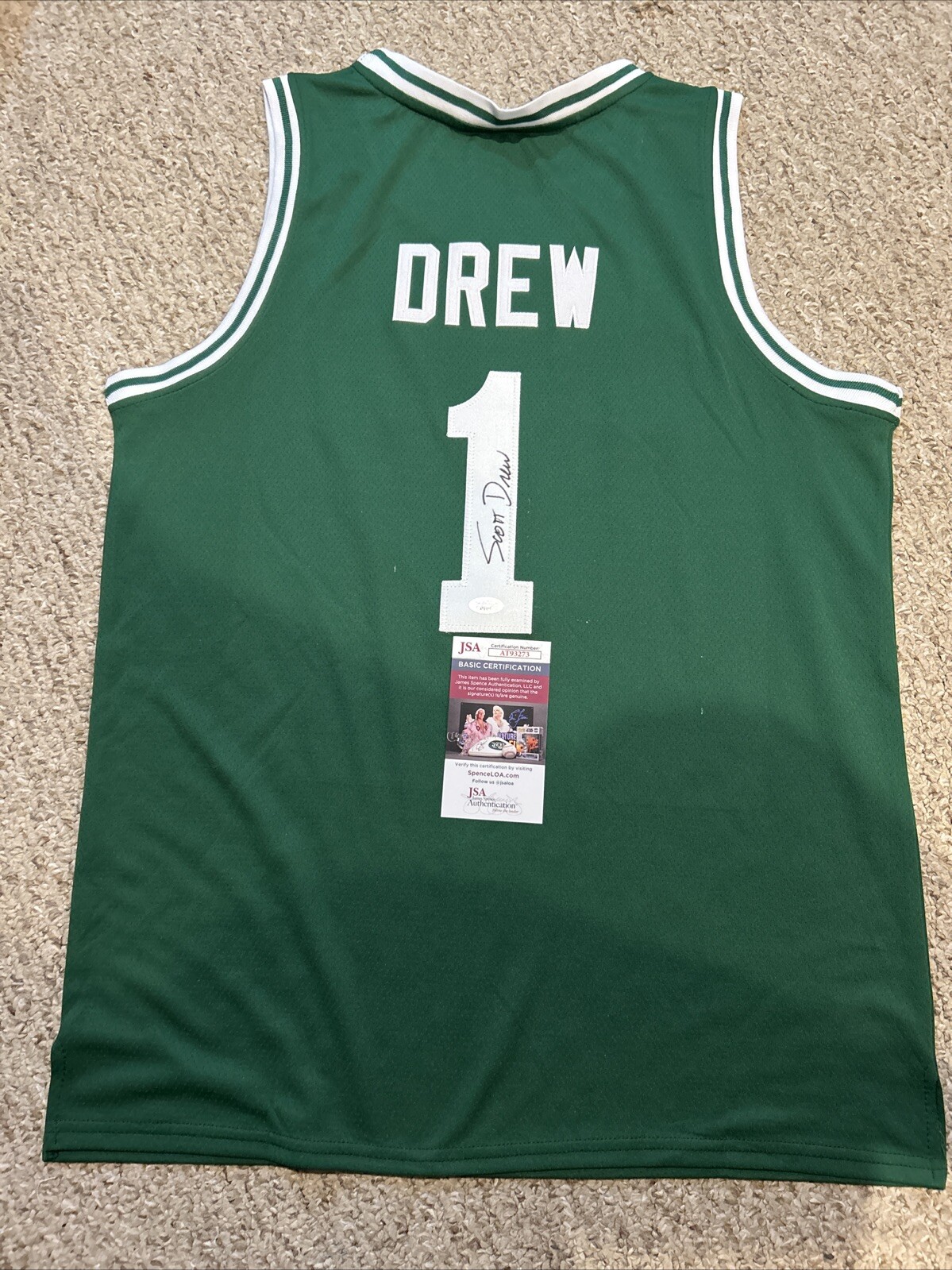BAYLOR BEARS- COACH SCOTT DREW SIGNED AUTOGRAPH JERSEY JSA COA BASKETBALL COLLECTIBLE MEMORABILIA
