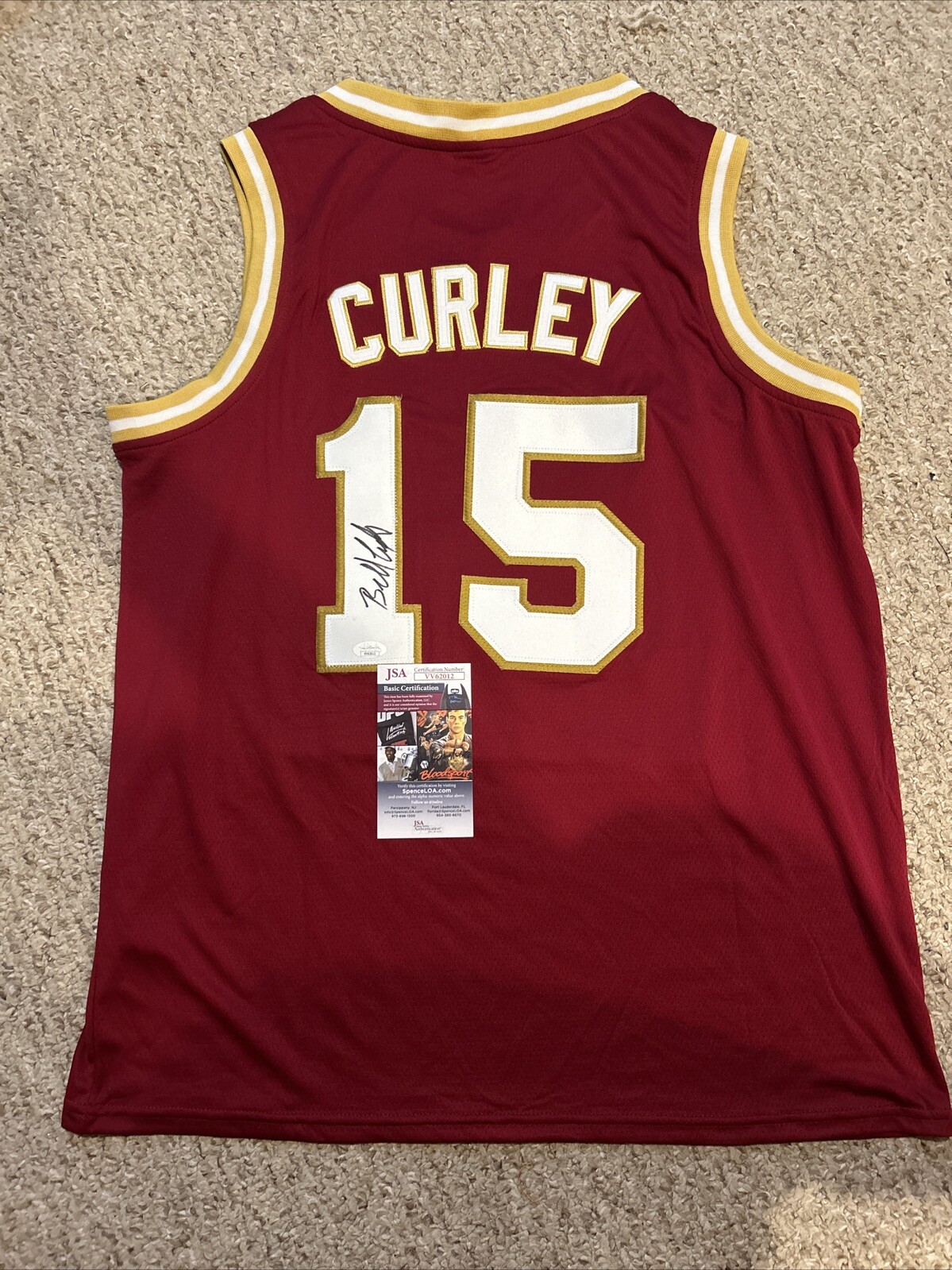 BOSTON COLLEGE EAGLES- BILL CURLEY SIGNED AUTOGRAPH JERSEY JSA COA BASKETBALL
