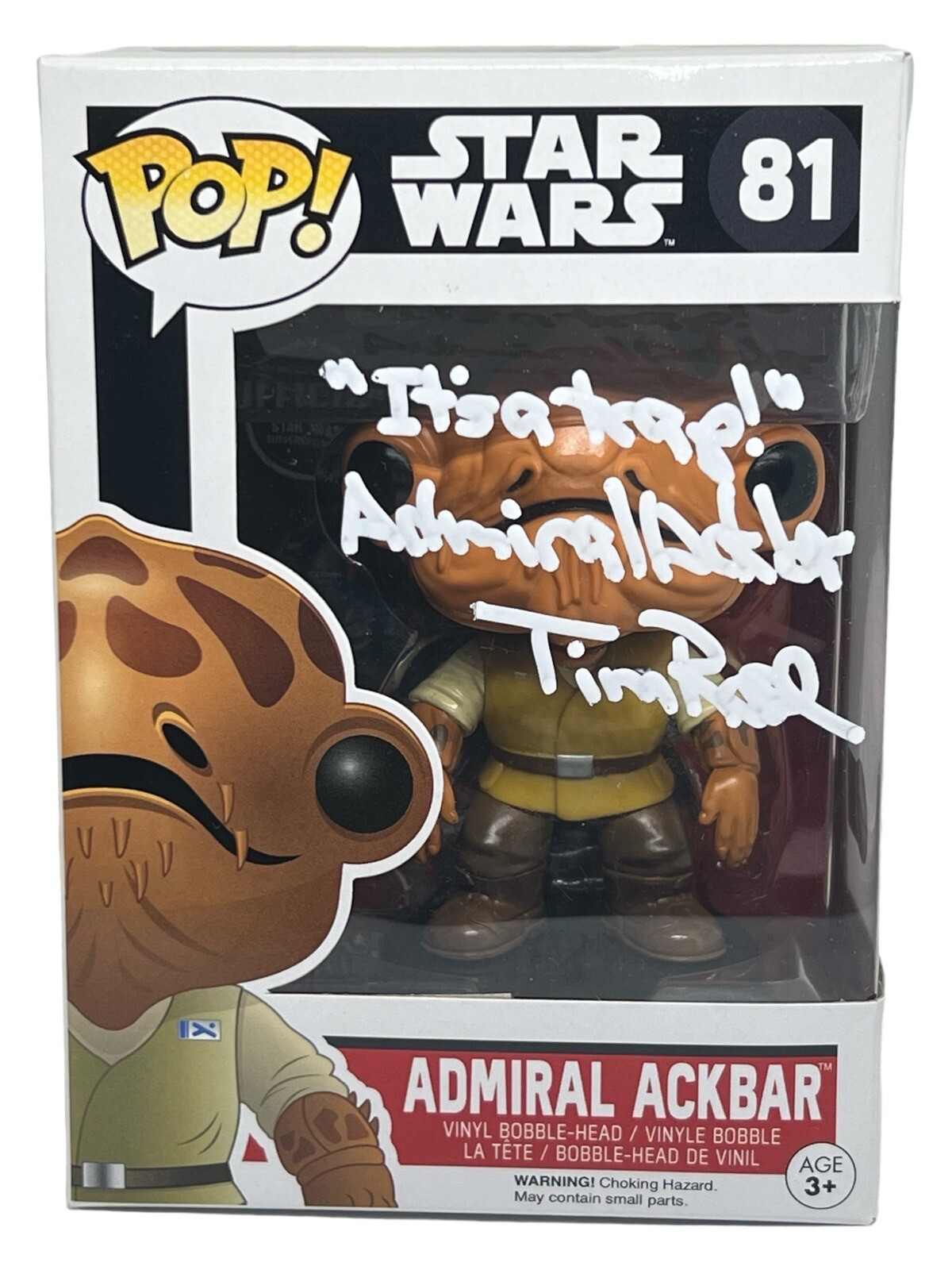 Tim Rose Signed Autograph Star Wars Admiral Ackbar Funko Pop It's A Trap BAS COA
