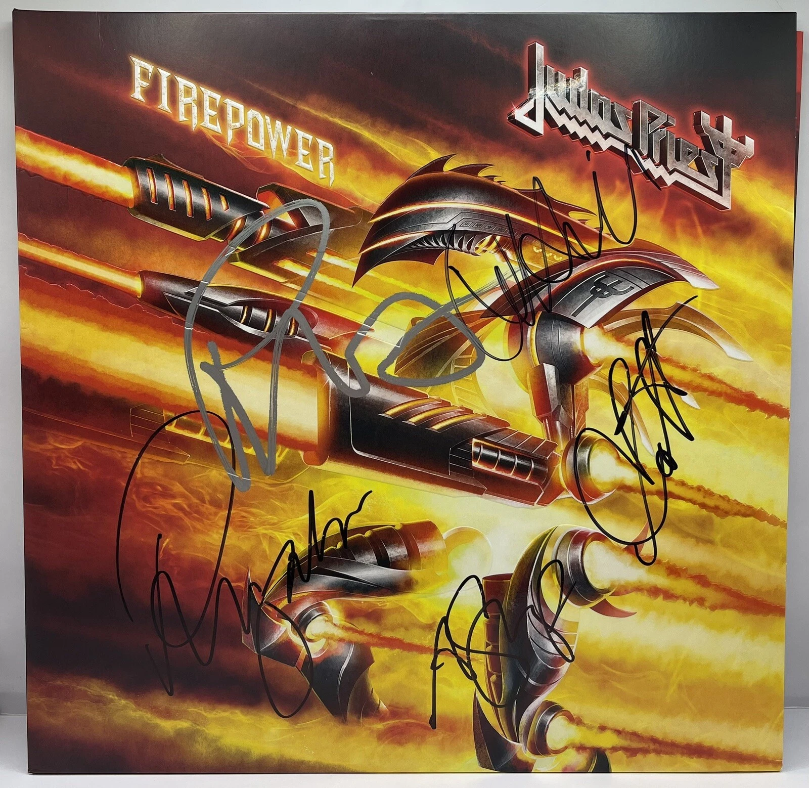 Judas Priest Signed Autographed Firepower Vinyl Record Rob Halford +4 JSA COA