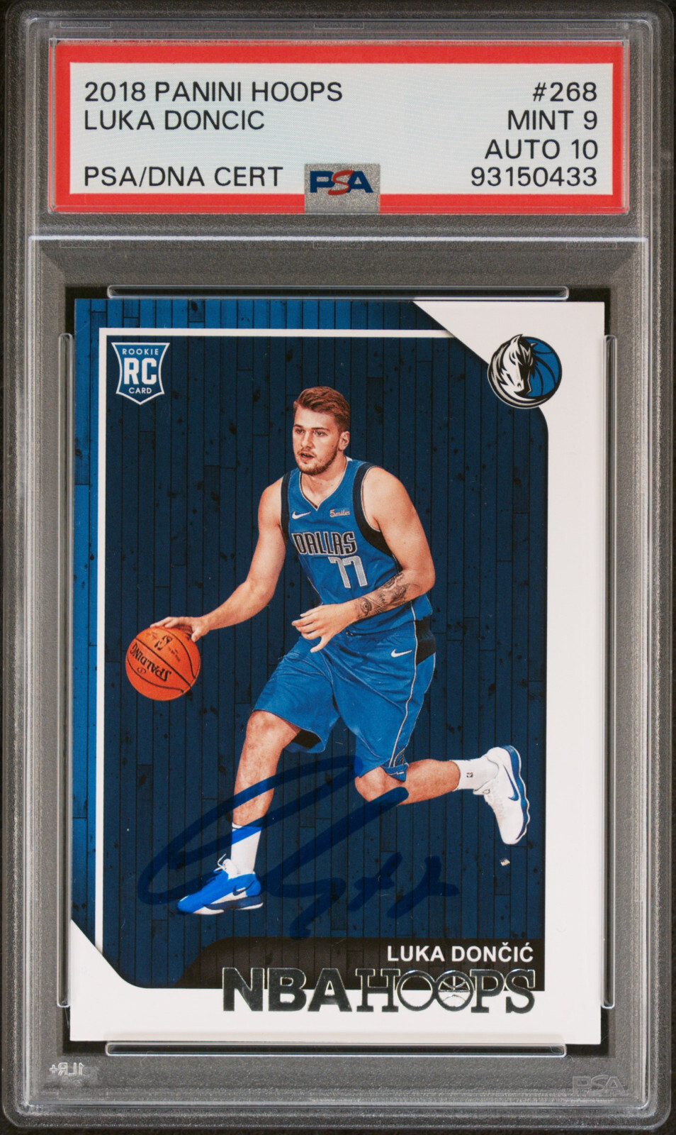 Luka Doncic Signed 2018 Panini Hoops #268 Card PSA 9 Auto 10 Slabbed Rookie RC