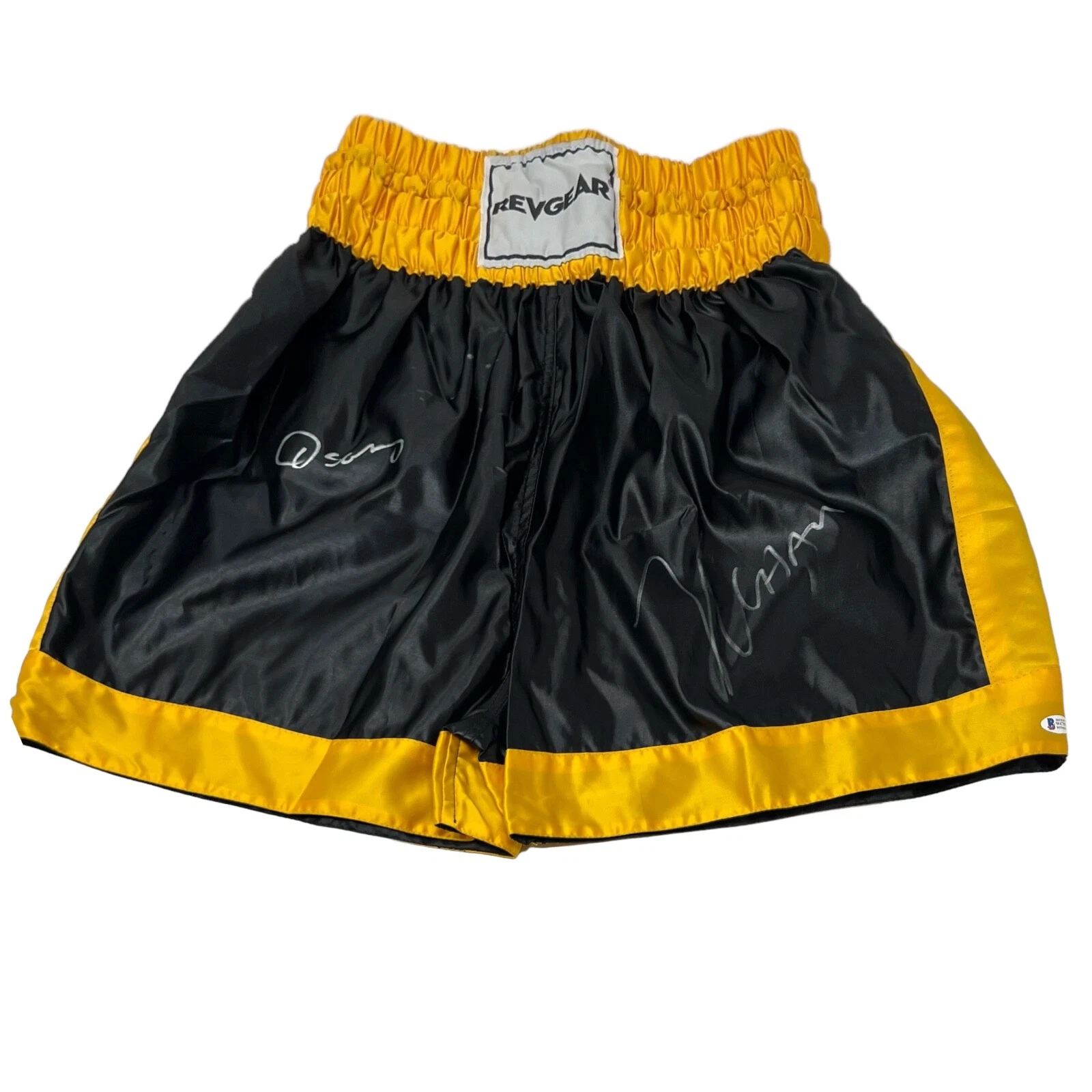 Julio Cesar Chavez & Oscar De La Hoya Signed Boxing Trunks Autograph Beckett COA
